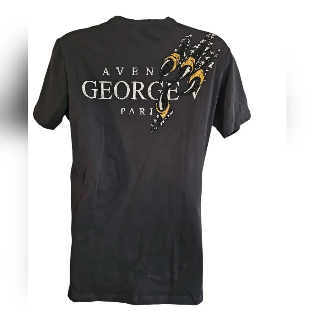 George V Paris Black Sequin Eagle Headdress Shirt Mens S Designer Streetwear Y2K - Picture 3 of 7